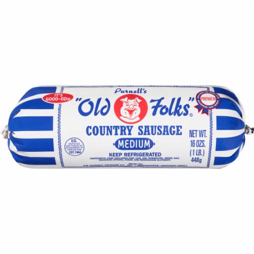 Purnell's Old Folks Medium Country Sausage Roll Perspective: front