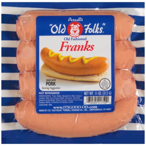 Purnell's Old Folks Old Fashioned Pork Franks Perspective: front