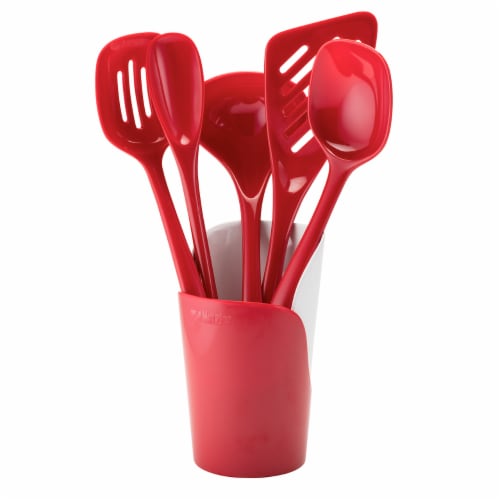 Hutzler Melamine Utensils and Crock Set - Red Perspective: front