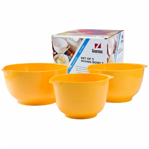 Gourmac Set of Melamine Mixing Bowls - Yellow Perspective: front