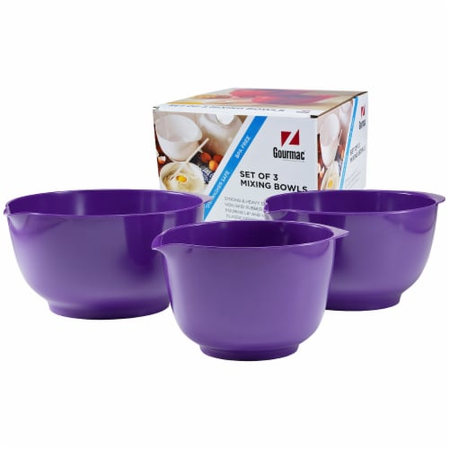 Gourmac Set of 3 Melamine Mixing Bowls - Purple Perspective: front