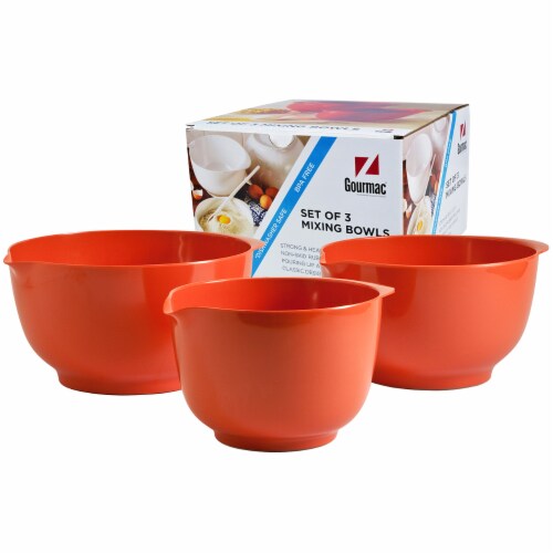 Gourmac Set of 3 Melamine Mixing Bowls - Orange Perspective: front
