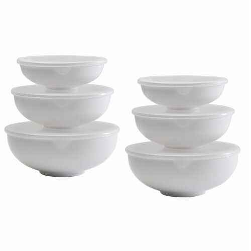 Hutzler Nesting Prep Bowls with Lids - White Perspective: front