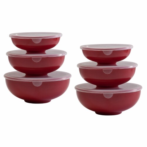 Hutzler Prep Bowl Set with Lids - Red Perspective: front