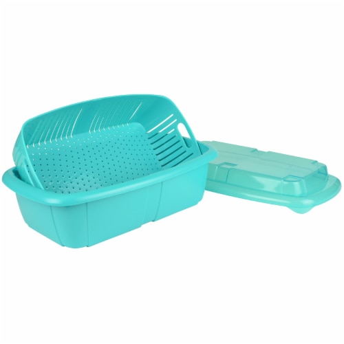 Hutzler 3-in-1 Fruit Saver Basket 2-Quart, Turquoise Perspective: front