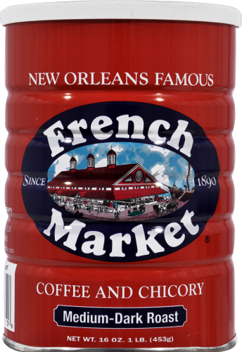 French Market Coffee & Chicory Medium Dark Roast Coffee Perspective: front