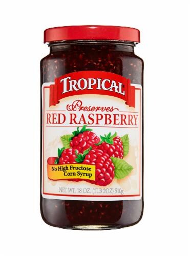 Tropical Red Raspberry Preserves Perspective: front