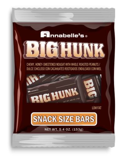 Annabelle's Big Hunk Snack Size Candy Bars Hanging Bag Perspective: front