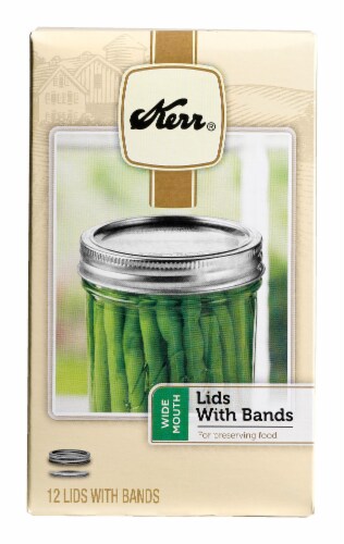 Kerr® Wide Mouth Lids with Bands for Preserving Food Perspective: front