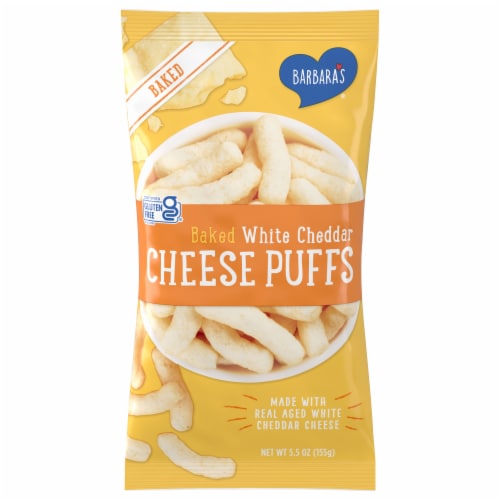 Barbara's® Baked White Cheddar Cheese Puffs Chips Perspective: front