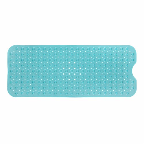 SlipX Solutions Extra Long Bath Mat - Aqua Perspective: front