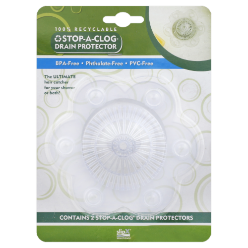 SlipX Solutions Stop-a-Clog Drain Protectors - Clear Perspective: front