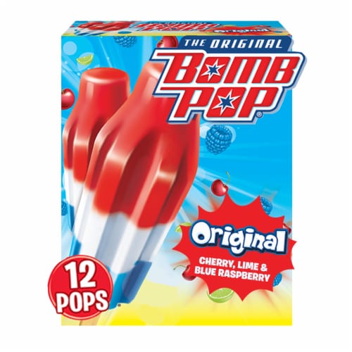 Bomb Pop® Original Cherry Lime & Blue Raspberry Flavor Ice Pops Perspective: front