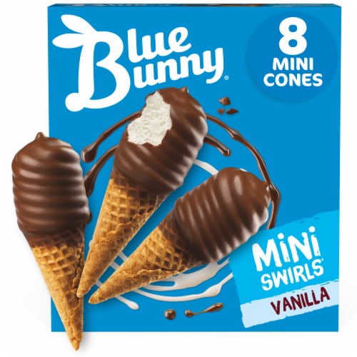 Blue Bunny Mini Swirls Vanilla Frozen Dessert Perspective: front