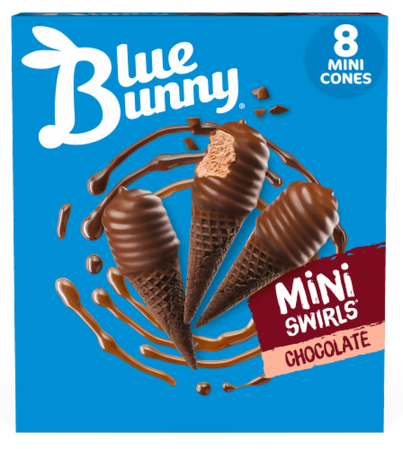 Blue Bunny® Mini Swirls® Chocoate Ice Cream Cones Perspective: front