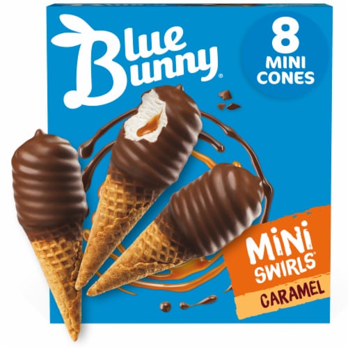 Blue Bunny Caramel Mini Swirls Ice Cream Cones, 8 ct / 2.25 fl oz ...