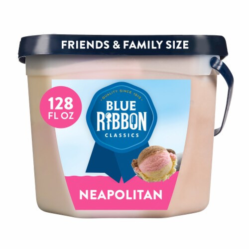 Blue Bunny Blue Ribbon Neapolitan Ice Cream Tub Perspective: front