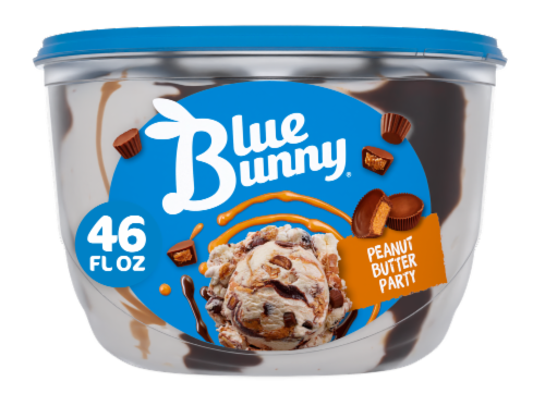 Blue Bunny Peanut Butter Party Frozen Dairy Dessert Tub Perspective: front