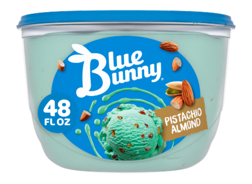 Blue Bunny Pistachio Almond Frozen Dairy Dessert Tub Perspective: front