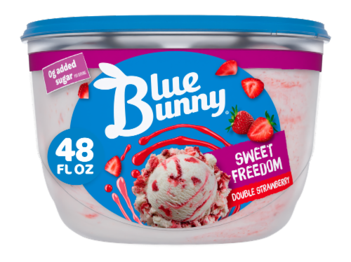 Blue Bunny Sweet Freedom Double Strawberry Swirl Reduced Fat Ice Cream Perspective: front