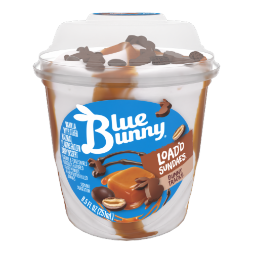 Blue Bunny® Load'd Sundaes Bunny Tracks Ice Cream Perspective: front