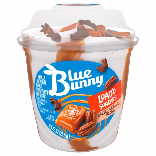 Blue Bunny® Load'd Sundaes Salted Caramel Pecan Frozen Dessert Cup Perspective: front