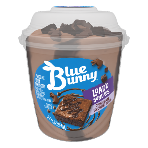 Blue Bunny Load'd Sundaes Chocolate Brownie Bomb Frozen Dessert Cup Perspective: front