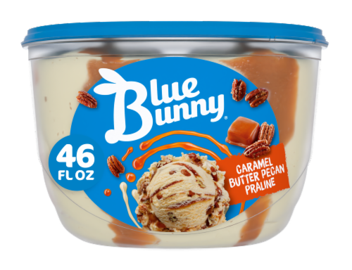 Blue Bunny® Caramel Butter Pecan Praline Frozen Dairy Dessert Tub Perspective: front