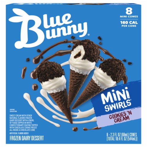 Blue Bunny® Cookies and Cream Mini Ice Cream Cones Perspective: front