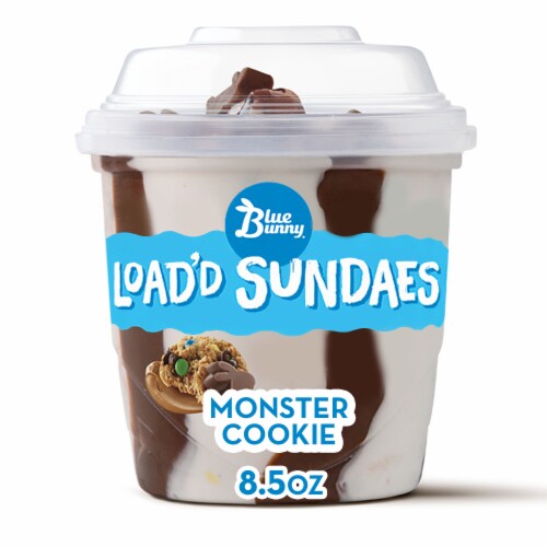 Blue Bunny® Load'd Sundaes® Monster Cookie Frozen Dairy Dessert Cups Perspective: front