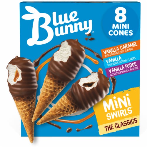 Blue Bunny Mini Swirls Classic Mini Cones Variety Pack Frozen Dessert Perspective: front