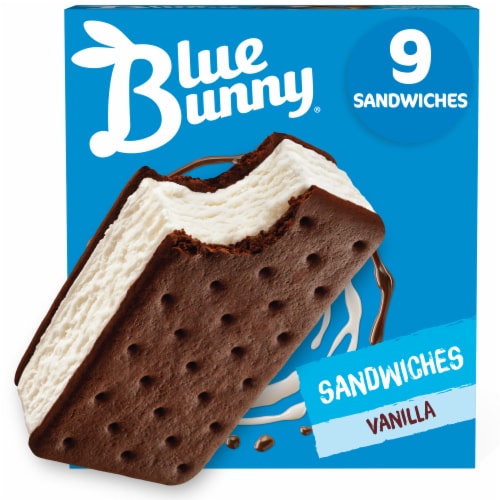 Blue Bunny Simply Vanilla Frozen Dessert Sandwich Perspective: front