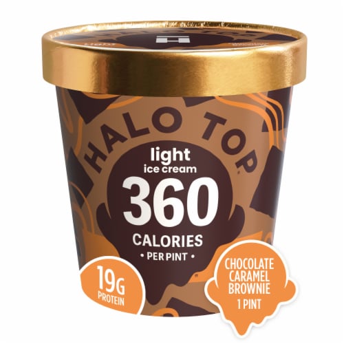 Halo Top Chocolate Caramel Brownie Light Ice Cream Perspective: front
