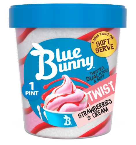Blue Bunny Soft Strawberries and Cream Frozen Dessert Perspective: front
