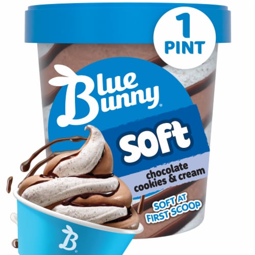 Blue Bunny Soft Chocolate Cookies and Cream Frozen Dessert Perspective: front
