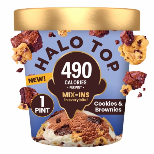 Halo Top Cookies & Brownies Light Ice Cream Perspective: front