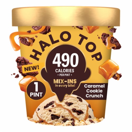 Halo Top Caramel Cookie Crunch Light Ice Cream Perspective: front