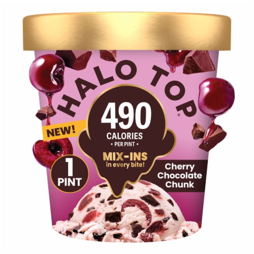 Halo Top Cherry Chocolate Chunk Light Ice Cream Perspective: front