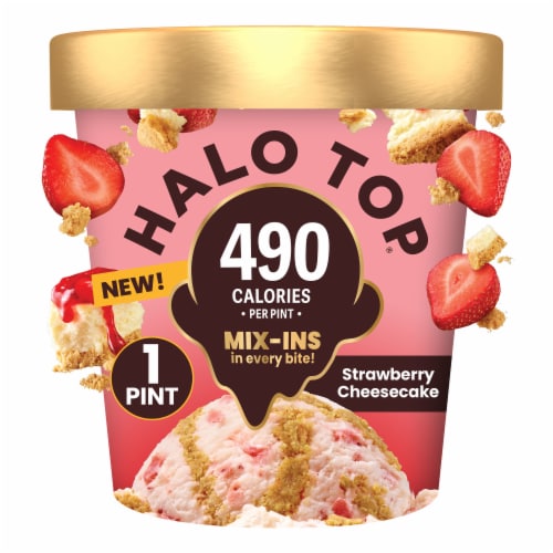 Halo Top Strawberry Cheesecake Light Ice Cream Perspective: front