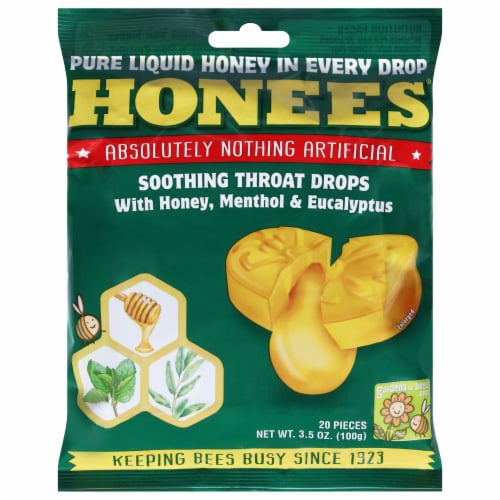 Honees® Honey Menthol Eucalyptus Drops Perspective: front