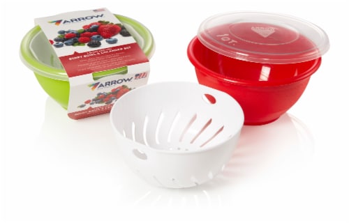 Arrow Plastic Bowl & Colander Set with Lid Perspective: front