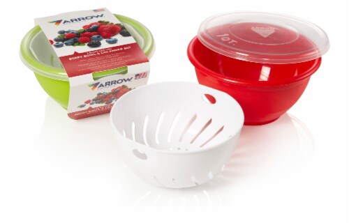Arrow Plastic Bowl & Colander Set with Lid Perspective: front