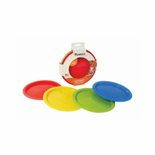 Arrow Plastic 6745442 Kids Assorted Plastic Round Plate, Pack of 4 Perspective: front