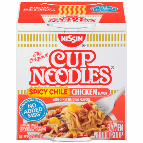 Nissin Cup Noodles Spicy Chili Chicken Flavor Ramen Noodle Soup Perspective: front