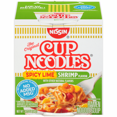 Nissin Cup Noodles Spicy Lime Shrimp Flavor Ramen Noodle Soup Perspective: front