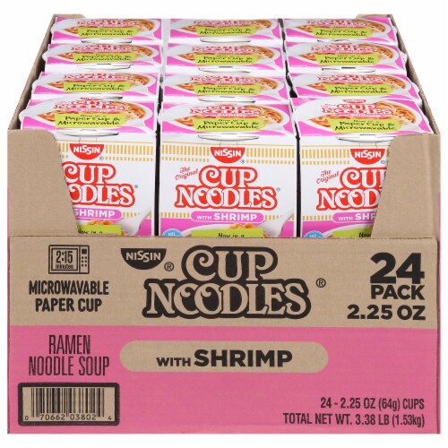 Nissin Cup Noodles with Shrimp Flavor Perspective: front