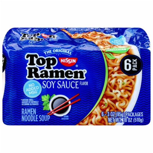 Top Ramen Soy Sauce Flavor Vegetarian Noodle Soup 6 Ct 3 Oz Food 4 Less