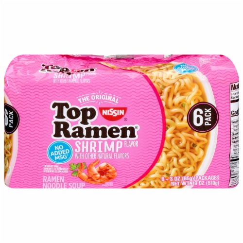 Top Ramen Shrimp Flavor Noodle Soup Perspective: front