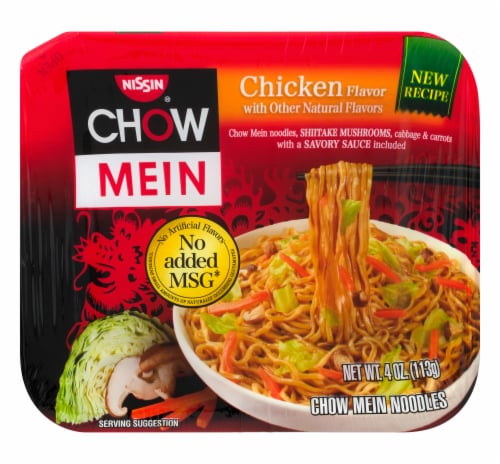 Nissin Chicken Flavor Chow Mein Noodles Perspective: front
