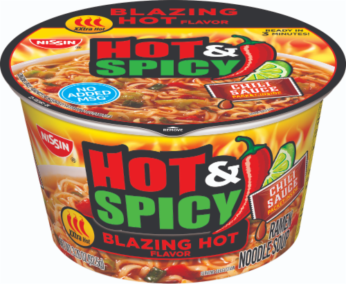 Nissin® Hot & Spicy Blazing Hot Flavor Ramen Noodle Soup Bowl Perspective: front
